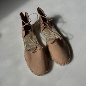 Eileen FIsher Lee D'orsay Flat Leather Espadrille Sandalas Size 7.5 NWOB